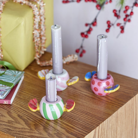 Caramella Wrapped Sweet Christmas Candle Holders Set of 3 - Multi
