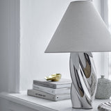 Silva Stoneware Table Lamp with Linen Shade - Silver