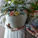 Eanna Floral Stoneware Plant Pot - Cream