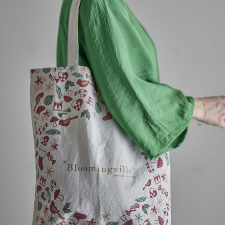 Yule Cotton Christmas Tote Bag - Beige