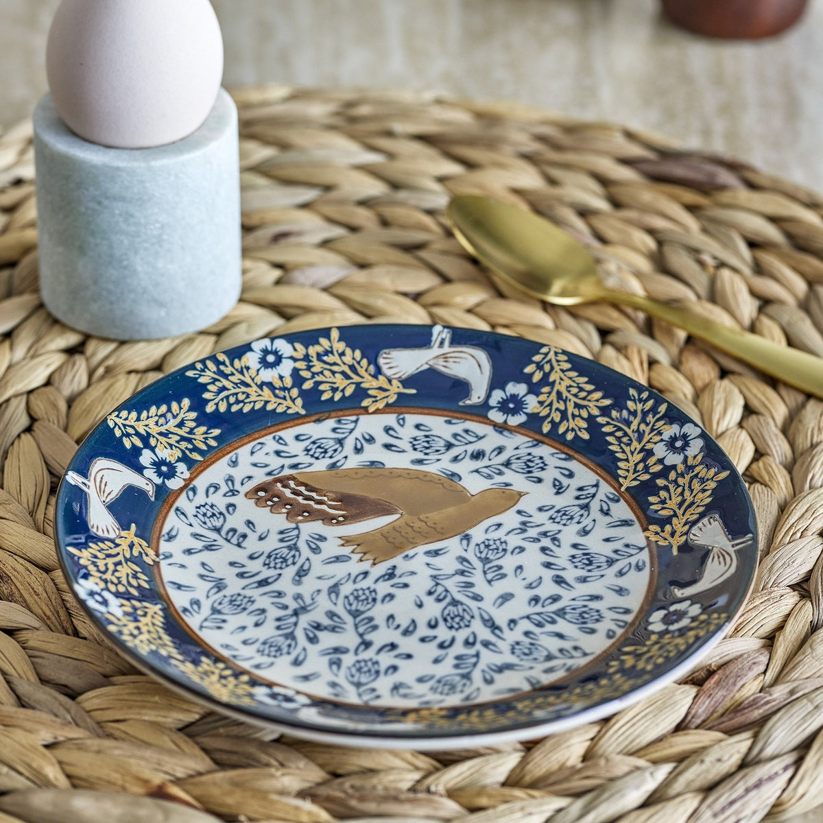 Hezha Stoneware Plate - Blue