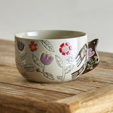 Vivielle Cream Floral Stoneware Bowls 13cm Set of 4 - Multi