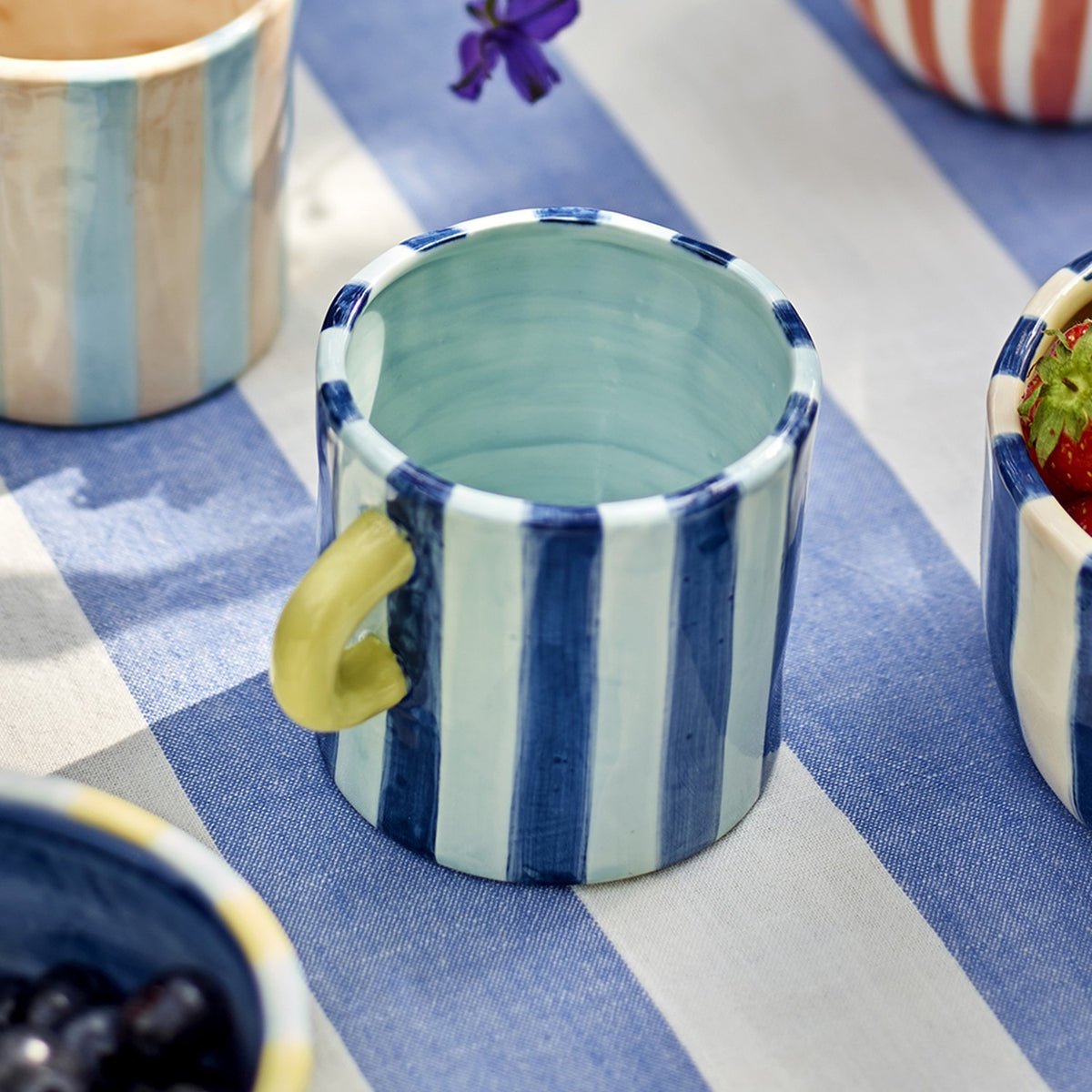 Phoenix Striped Stoneware Mugs 250ml Set of 2 - Multi