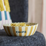Chip Striped Stoneware Bowl 24cm - Yellow
