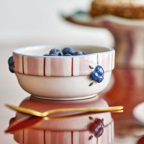 Carry Striped Stoneware Bowls 13.5cm Set of 4 - Pink