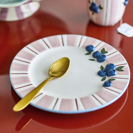 Carry Striped Stoneware Side Plates Set of 4 - Pink