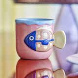 Willy Embossed Stoneware Cups 200ml Set of 2 - Multi
