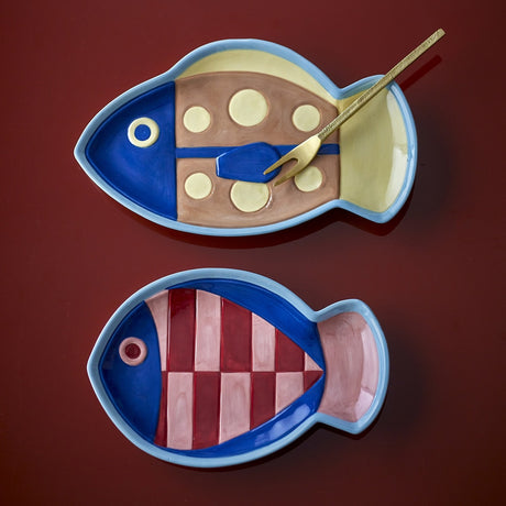 Willy Fish Stoneware Plates Set of 2 - Multi