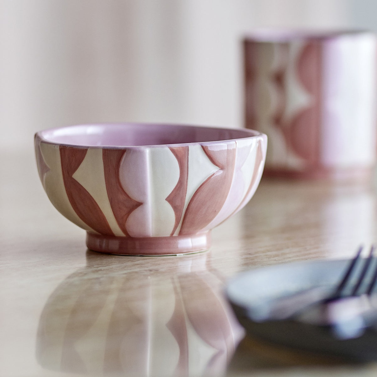 Saul Stoneware Bowls 12.5cm Set of 4 - Pink