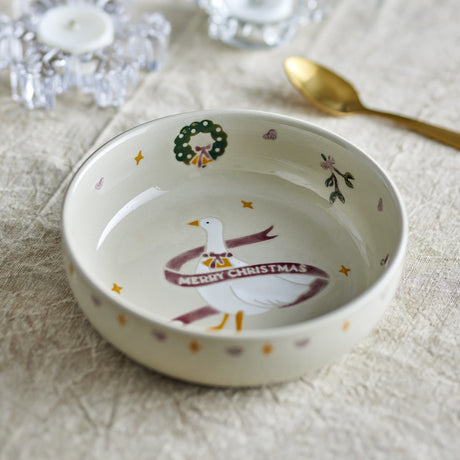 Mary Stoneware Christmas Bowls 16cm Set of 4 - Cream