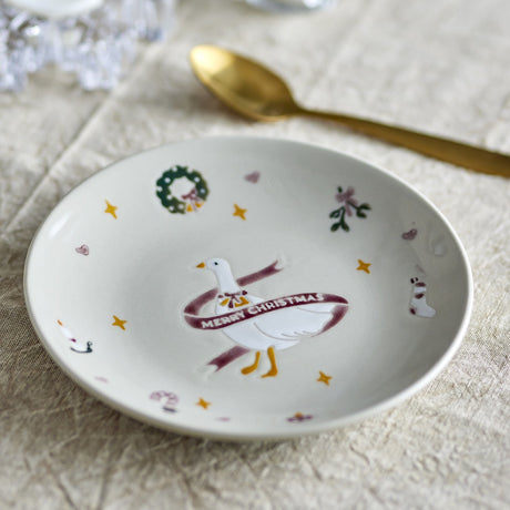 Mary Stoneware Christmas Plates Set of 4 - Cream