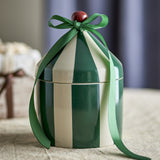 Cimmi Striped Stoneware Storage Jar with Lid 1150ml - Green