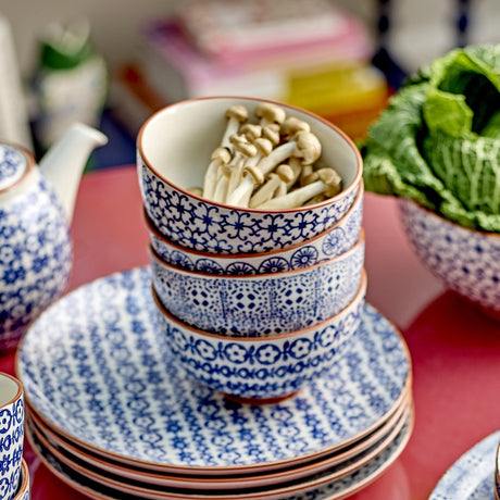 Karine Floral Stoneware Bowls 13.5cm Set of 4 - Blue