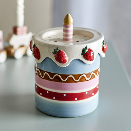 Milkya Birthday Cake Stoneware Storage Jar with Lid 800ml - Multi