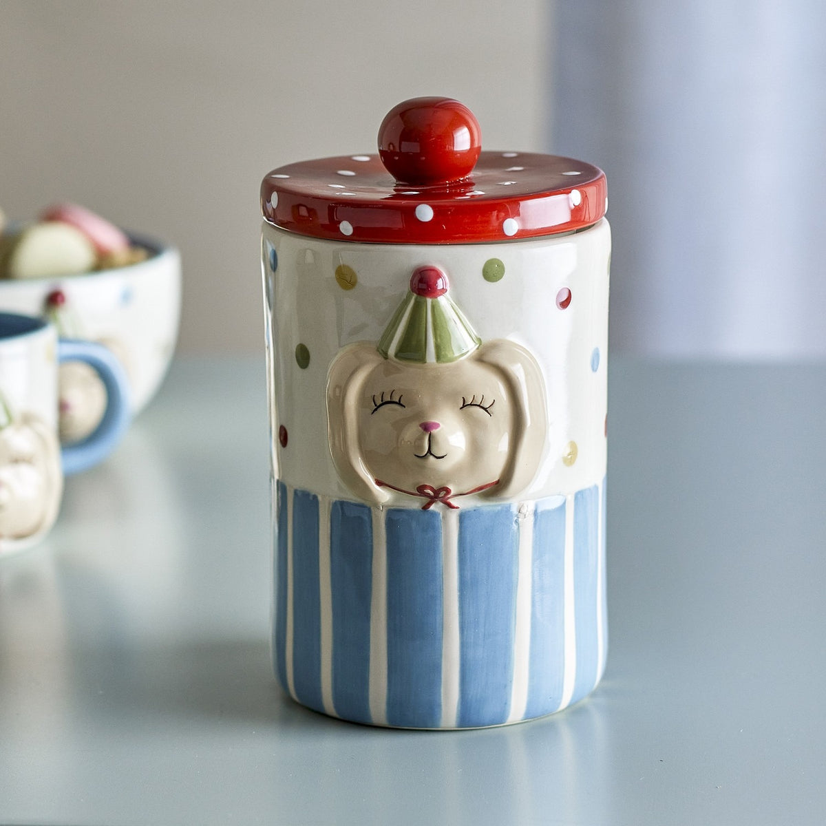 Party Dotted Stoneware Storage Jar with Lid 720ml - Multi