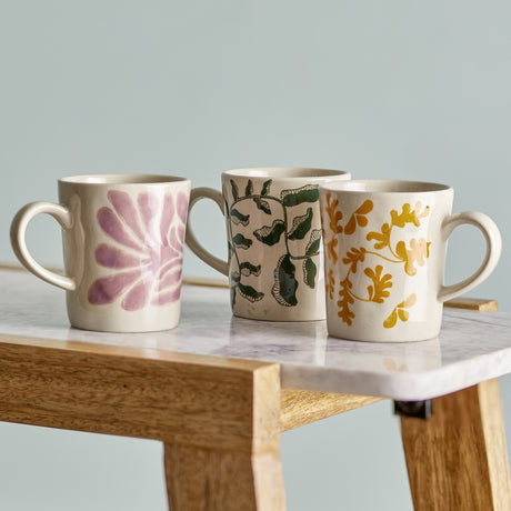 Fauni Leaf Stoneware Cups 220ml Set of 3 - Multi