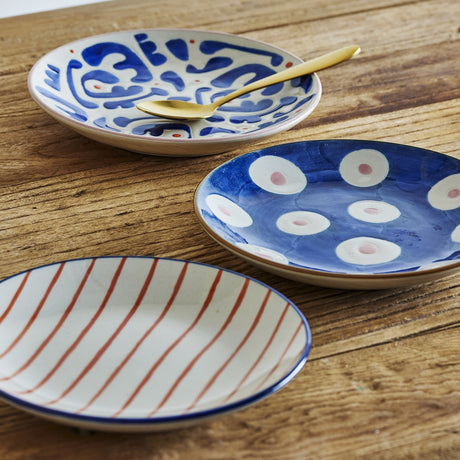 Eviaya Striped Stoneware Plates Set of 3 - Multi