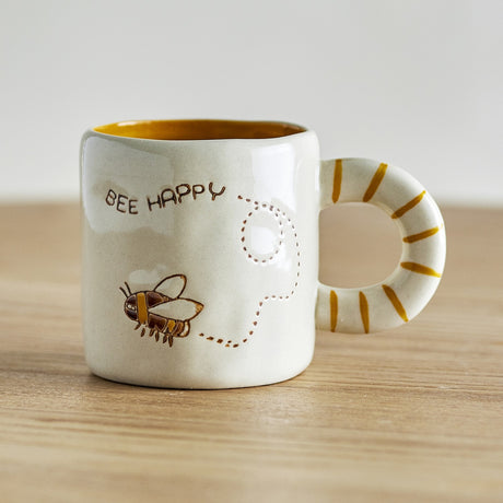 Cloudy Bee Stoneware Cup 225ml - Cream