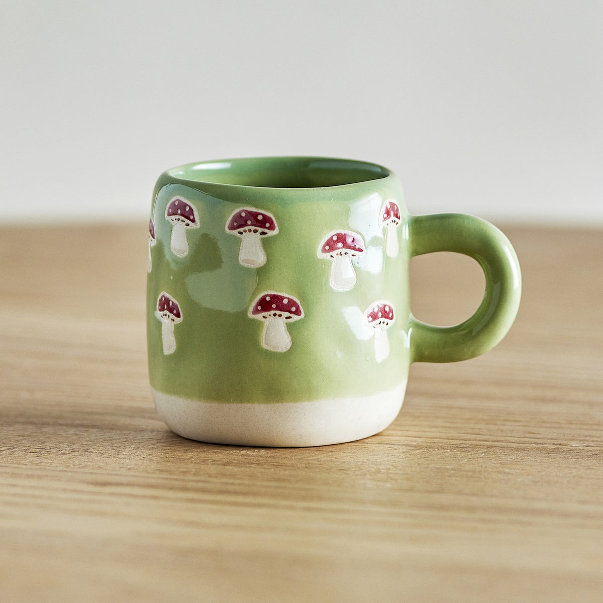 Millie Mushroom Stoneware Cup 110ml - Green