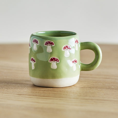 Millie Mushroom Stoneware Cup 110ml - Green