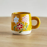Millie Floral Stoneware Cup 110ml - Yellow