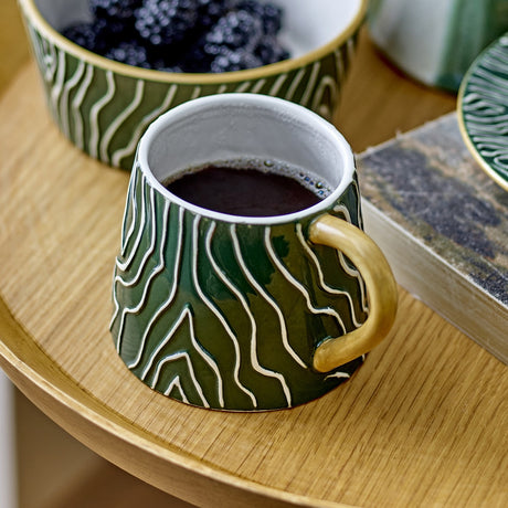 Woodsby Wavy Stoneware Cups 280ml Set of 4 - Green