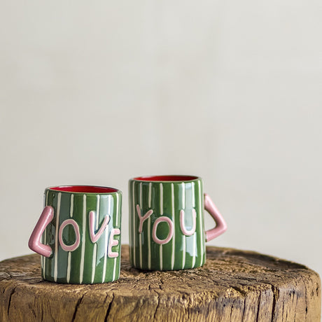 Cherish Striped Stoneware Mug - Green