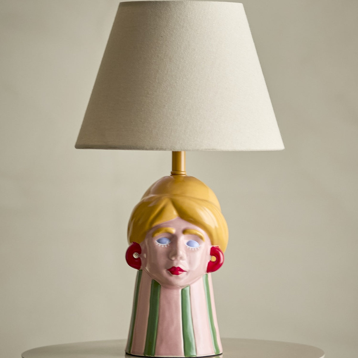 Miss Jody Striped Stoneware Table Lamp - Multi