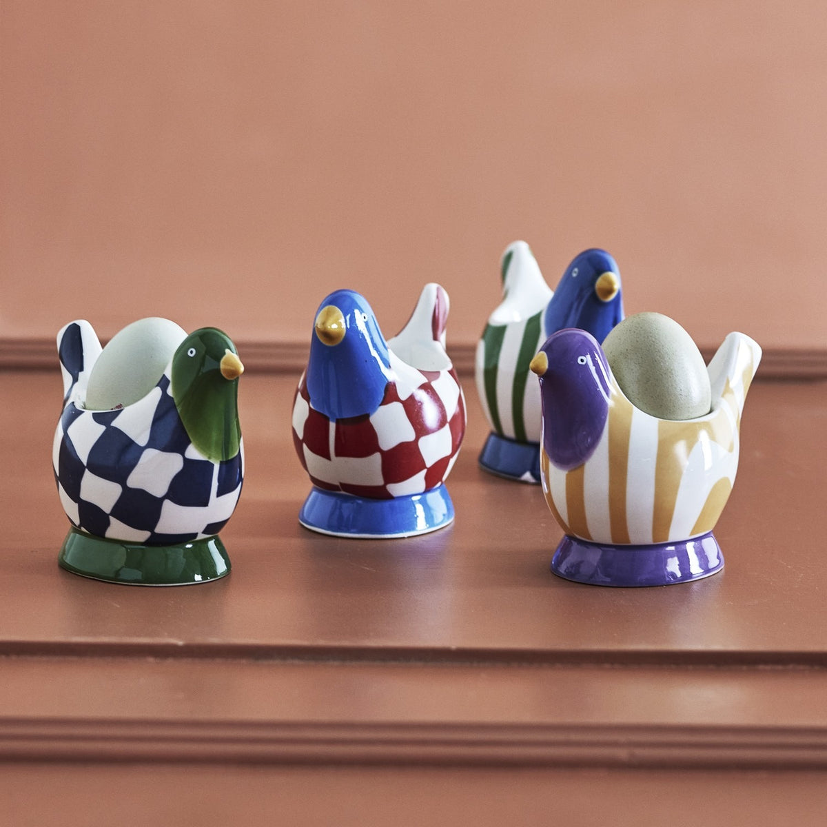 Birdy Stoneware Egg Cups Set of 4 - Multi