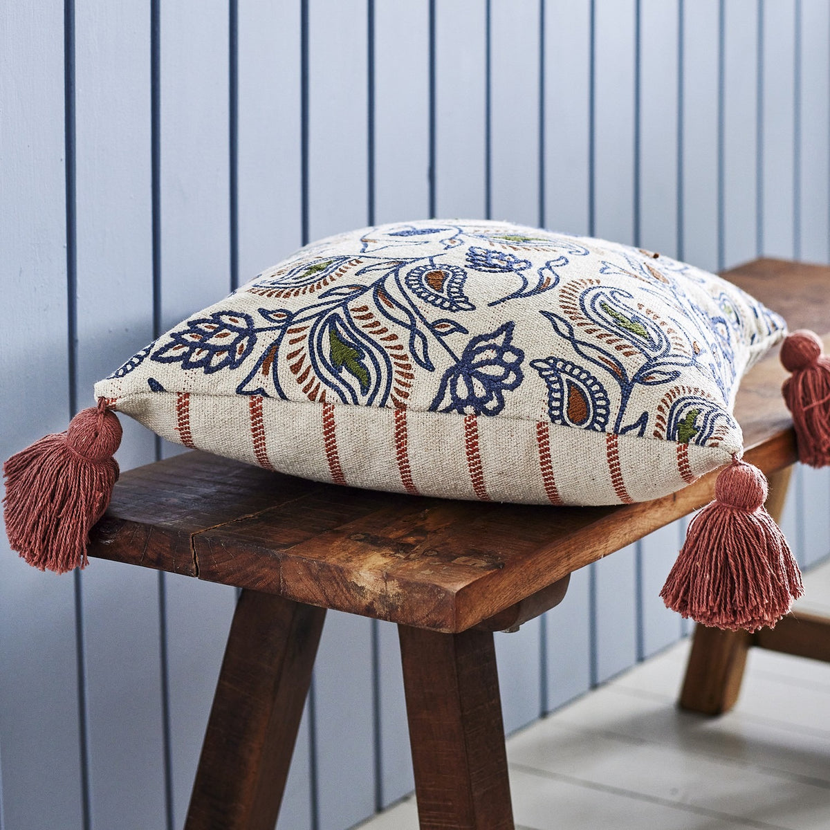 Paisley Floral Cotton Cushion - Multi