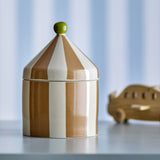 Cimmi Striped Stoneware Storage Jar with Lid - Beige