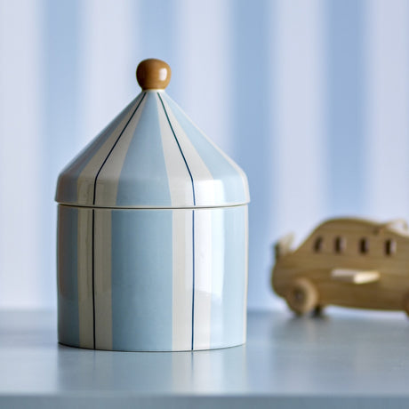 Cimmi Striped Stoneware Storage Jar with Lid - Blue