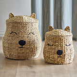 Berny Water Hyacinth Baskets with Lids Set of 2 - Natural