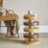 Franka Round Wooden Side Table - Brown