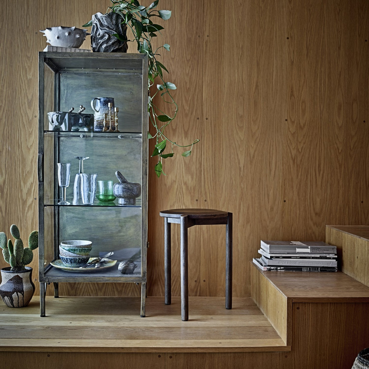 Saone Glass Cabinet - Brass