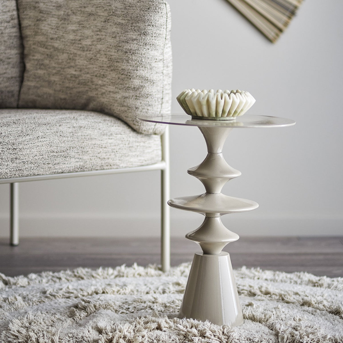 Samio Round Aluminium Side Table - Beige