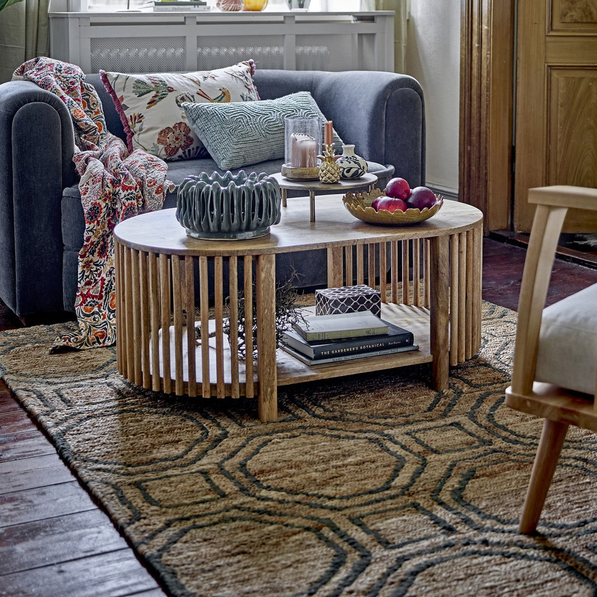Sali Oval Wooden Coffee Table - Beige
