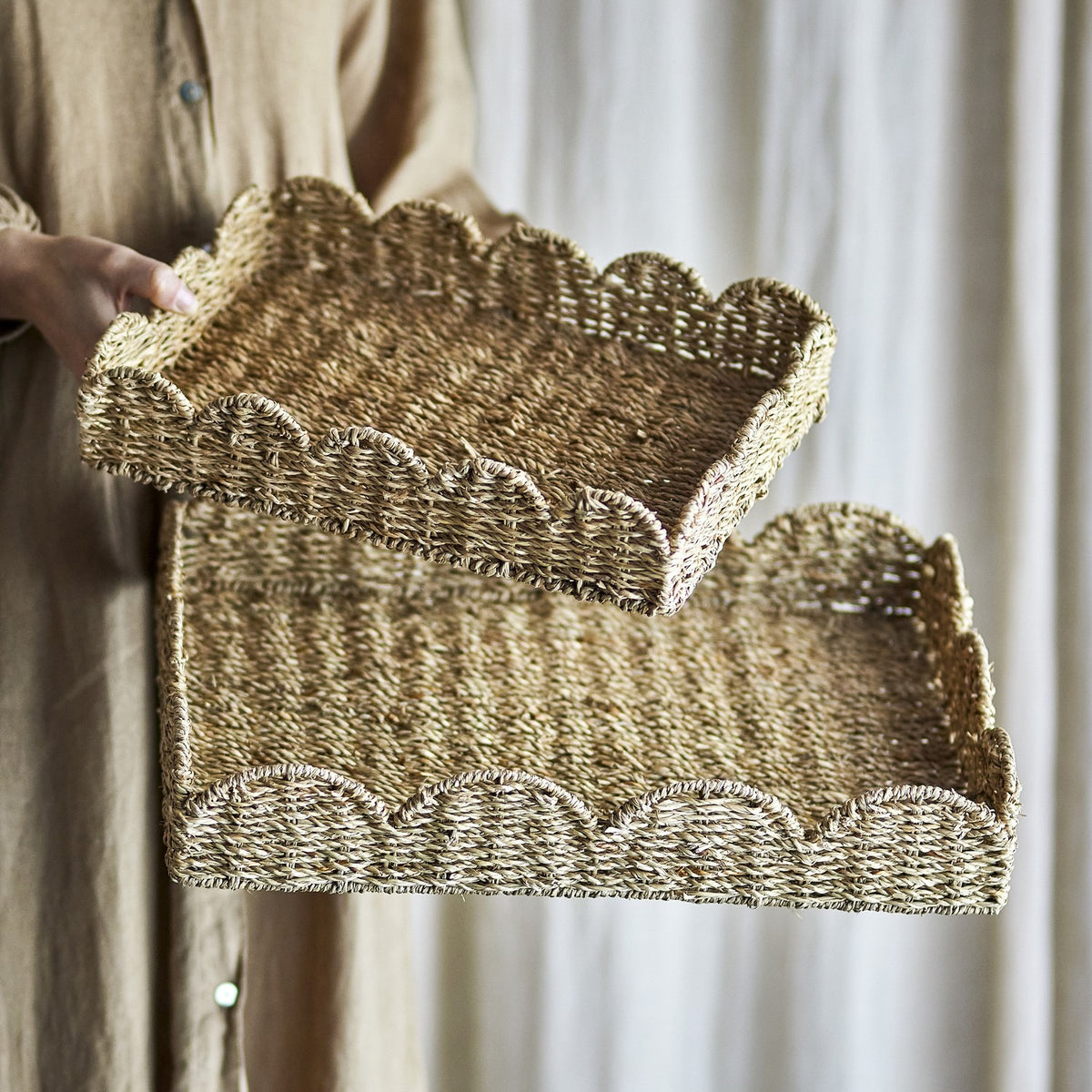 Brea Seagrass Trays Set of 2 - Natural