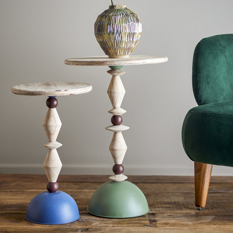 Mannelli Geometric Wooden Side Table - Green