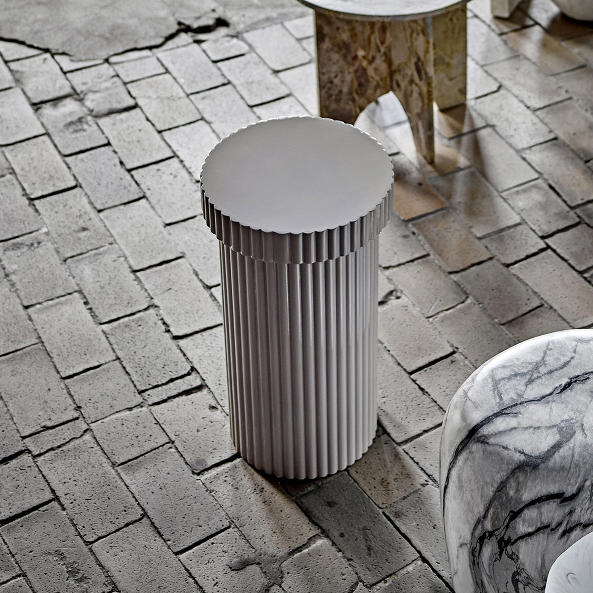 Timi Fluted Side Table - Grey