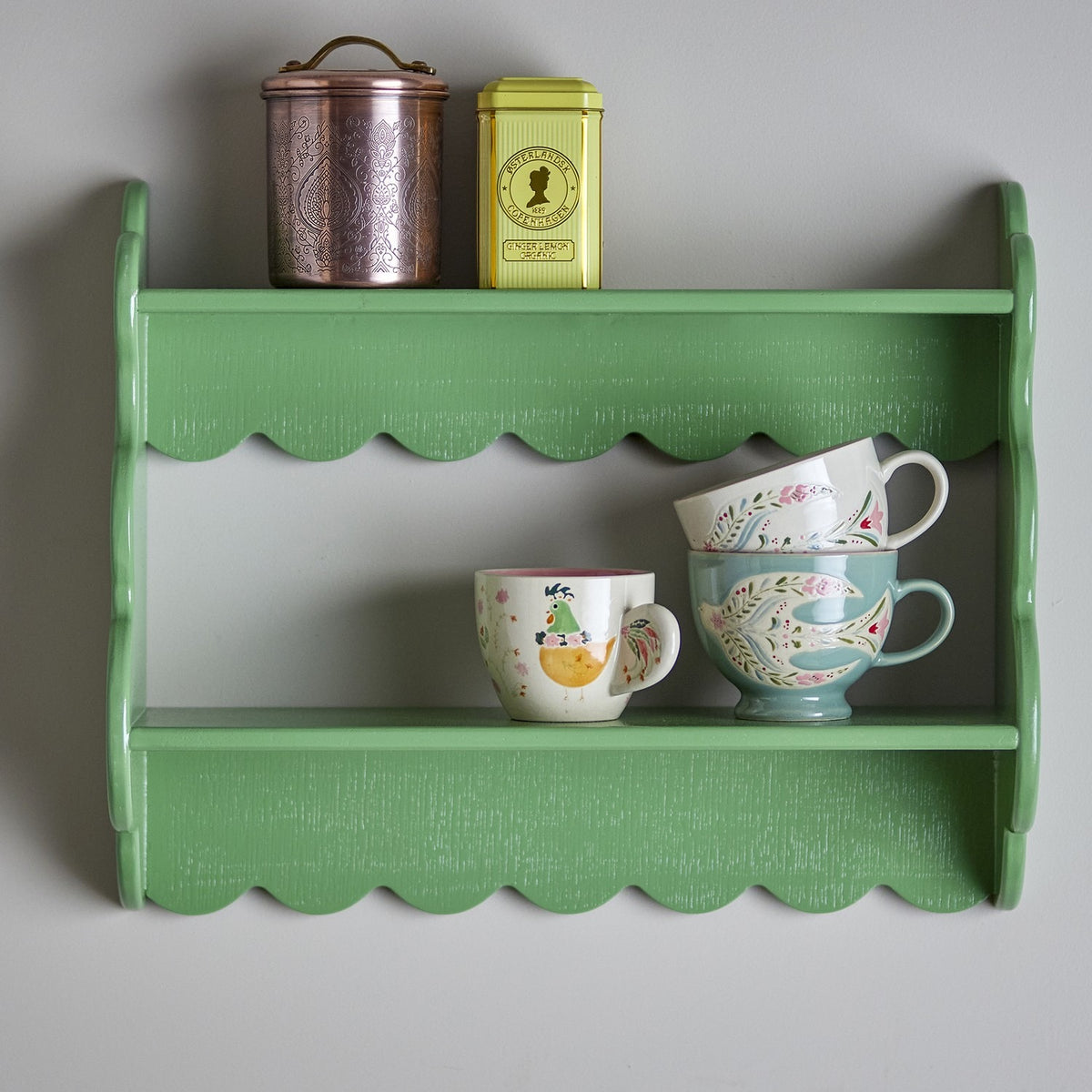 Salla Wooden Wall Shelf - Green