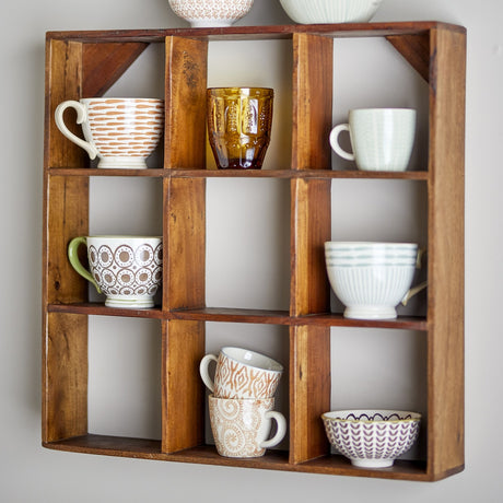Tilo Square Wooden Wall Shelf - Brown