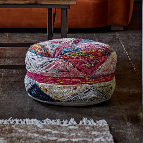 Torano Round Cotton Pouffe - Multi