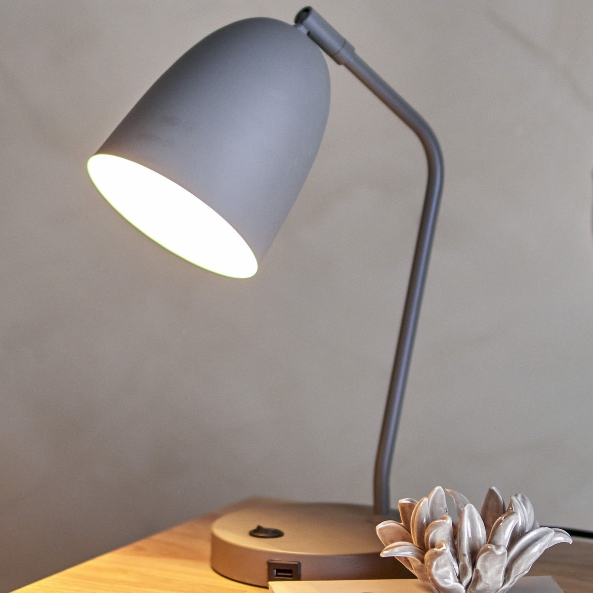 Lemar Iron Table Lamp - Grey