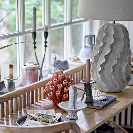 Natika Stoneware Table Lamp with Linen Shade - Beige