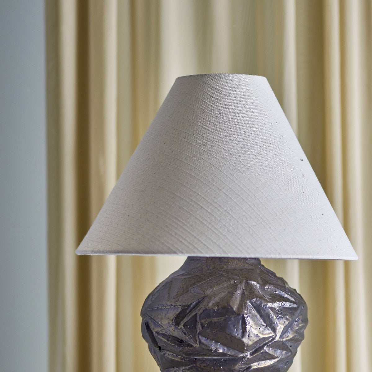 Carolla Stoneware Table Lamp with Linen Shade - Brown