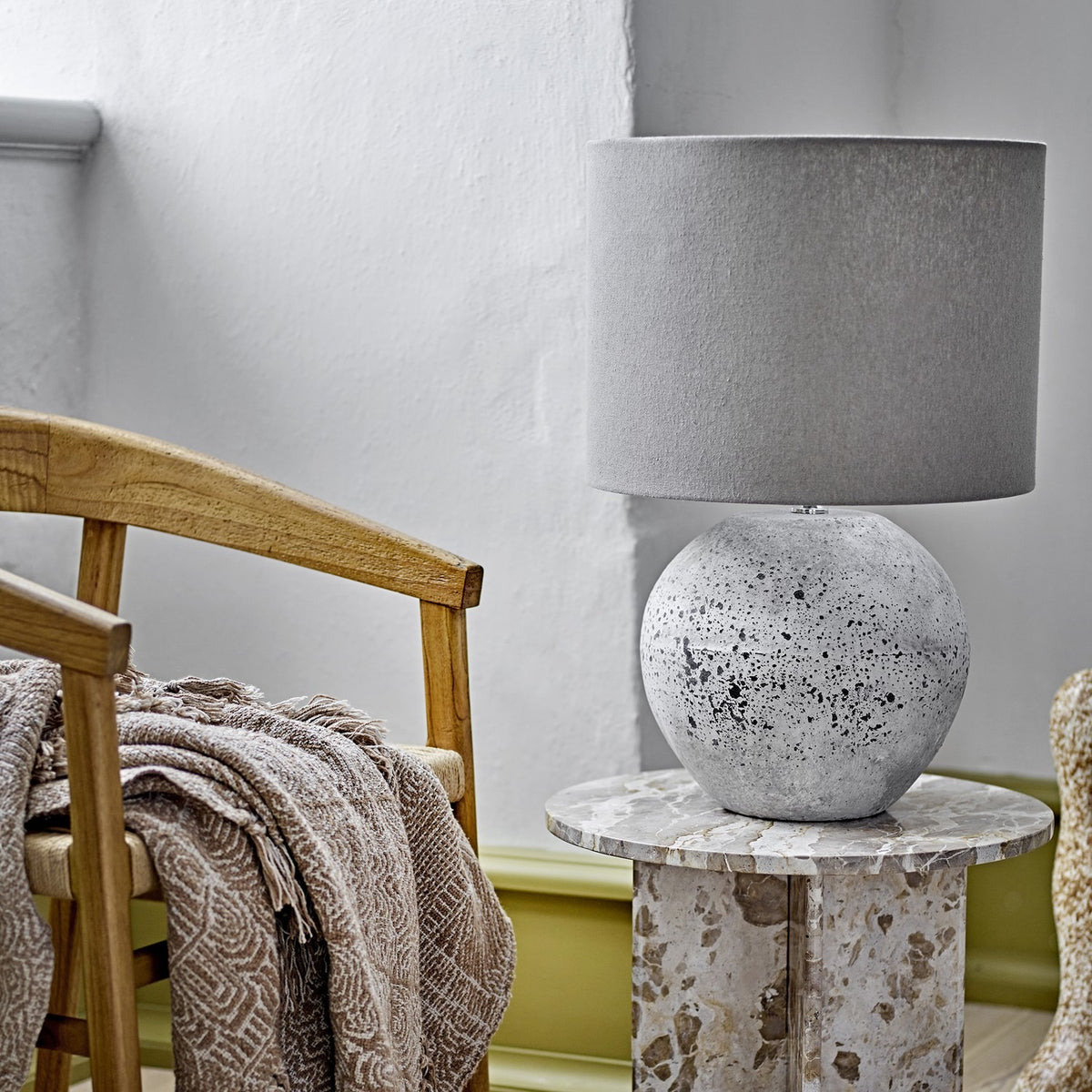 Isedora Stoneware Table Lamp with Linen Shade - Grey