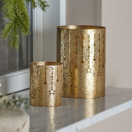 Mista Star Iron Christmas Tealight Holders Set of 2 - Gold