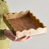 Namira Wavy Wooden Tray - Brown