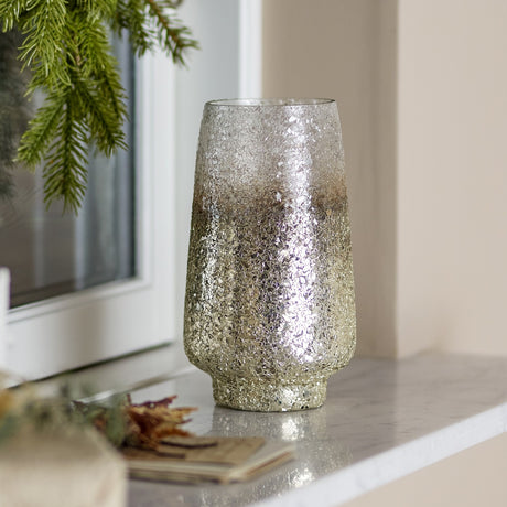 Lucina Glass Christmas Tealight Holder - Silver